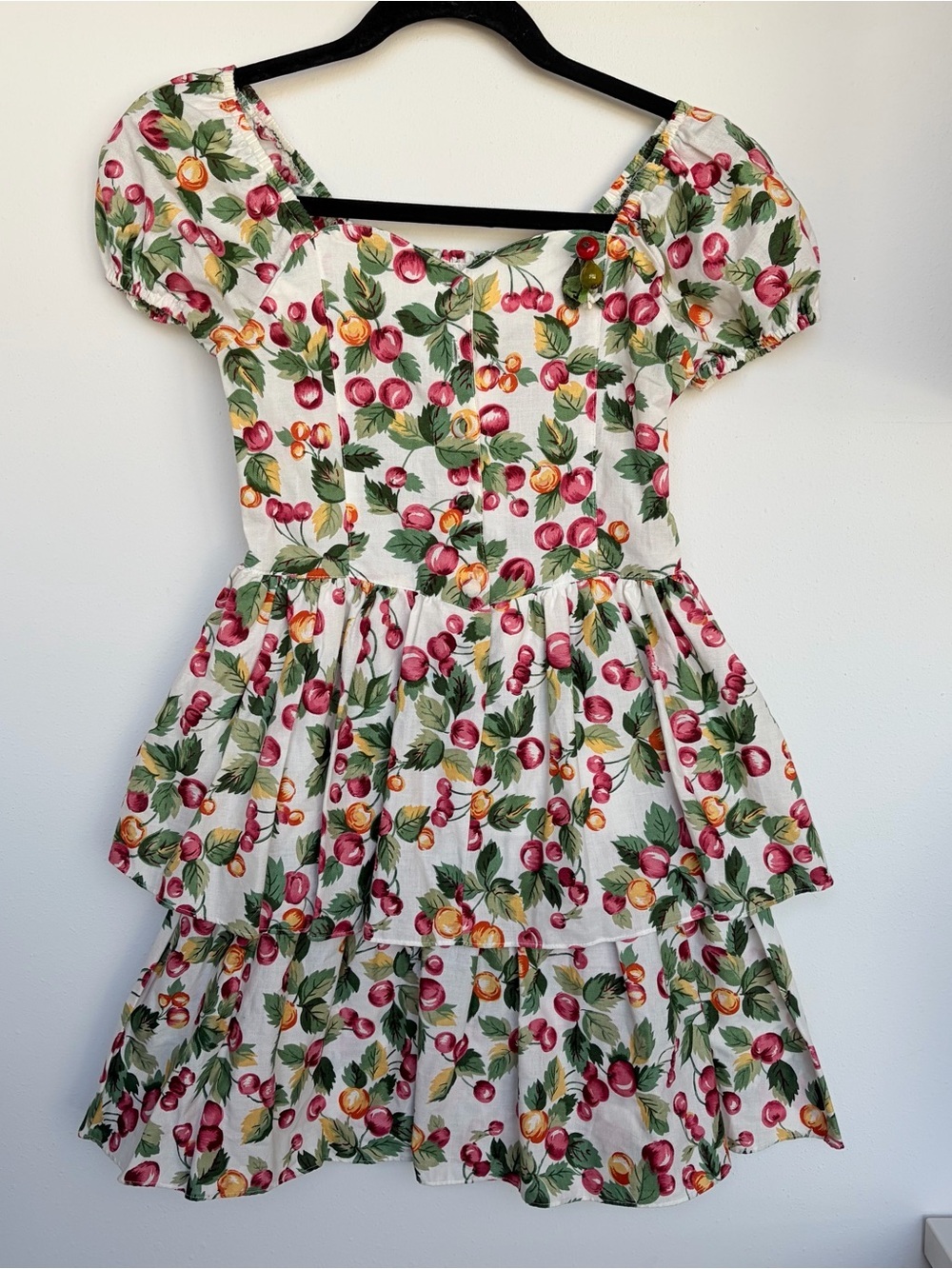 Vintage Plum Pudding girls dress size 8 Cherries Ruffles Cotton Made In USA New